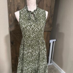 Olive and White Midi Dress